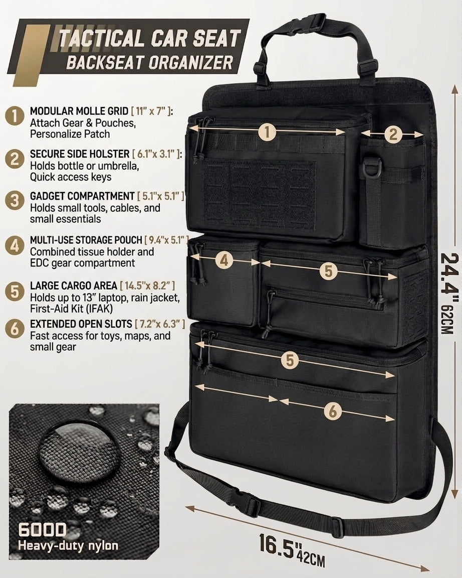 Tactical Molle Car Seat Back Organizer